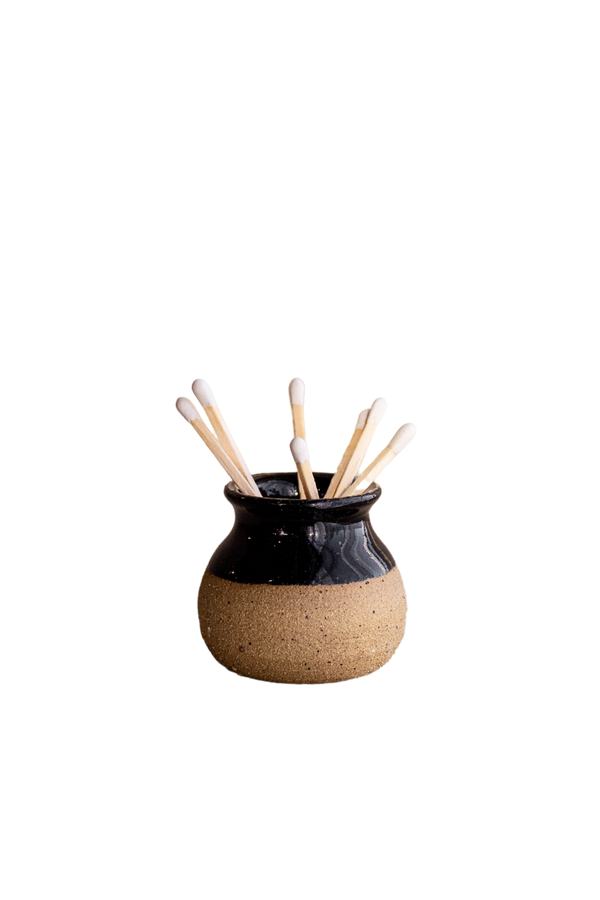 Match Striker - Handmade Two Toned Strike Mini Pottery Black - Luxe B Pampas Grass  Canada , dried flowers and pampas grass Canadian Company. Bulk and wholesale dried flowers and pampas grass fluffy. Large White Pampas Grass Toronto