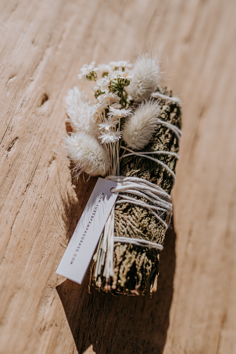 Seasonal Cedar Smudge Bundle - Luxe B Pampas Grass  Canada , dried flowers and pampas grass Canadian Company. Bulk and wholesale dried flowers and pampas grass fluffy. Large White Pampas Grass Toronto