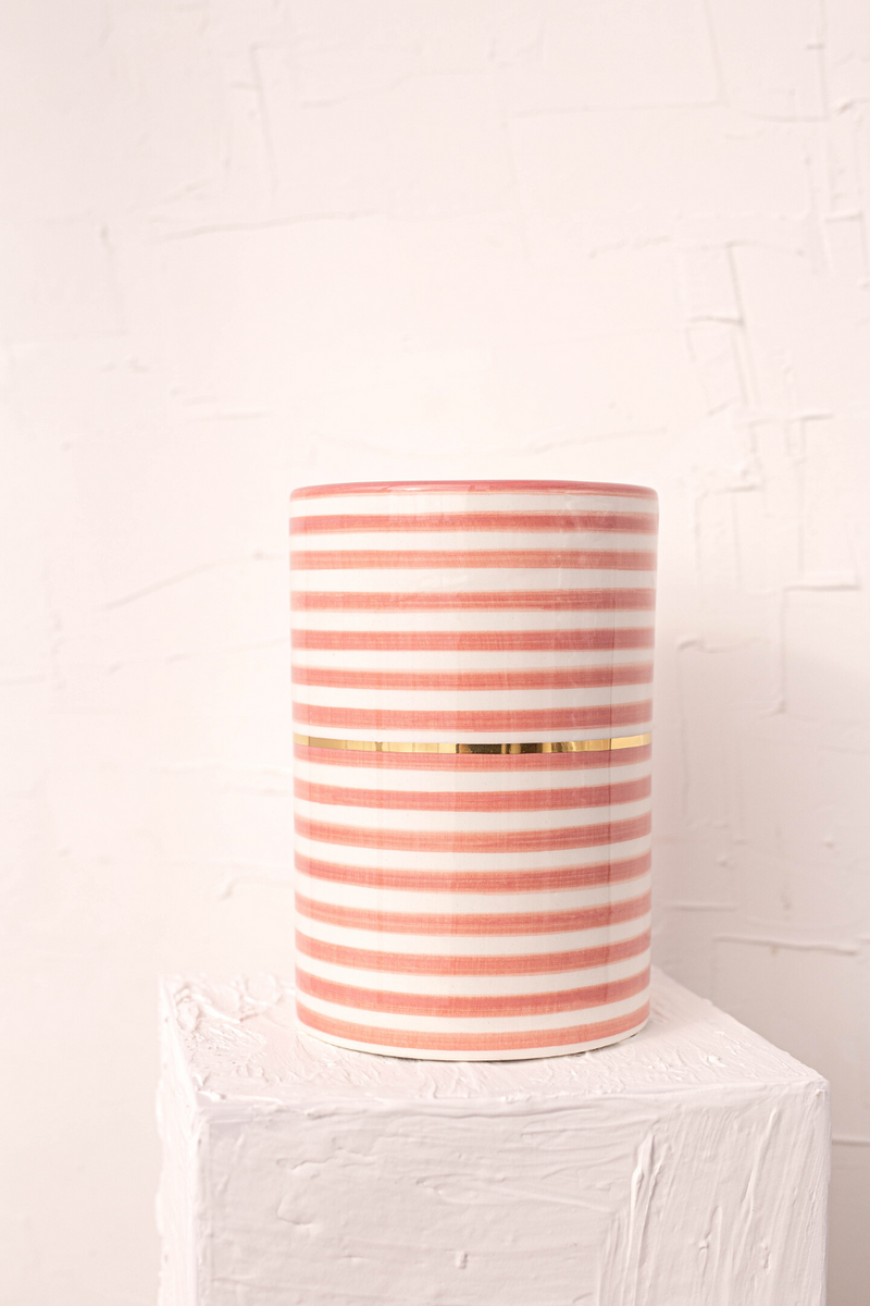 MARRAKECH POT RIGHT GM STRIPED OLD PINK GOLD CERAMIC - Luxe B Pampas Grass  Canada , ships via Canada Post from Edmonton 